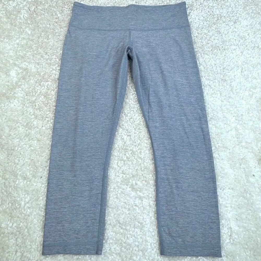 Lululemon Wunder Under Crop Legging Heathered Denim Blue 10 FLAW